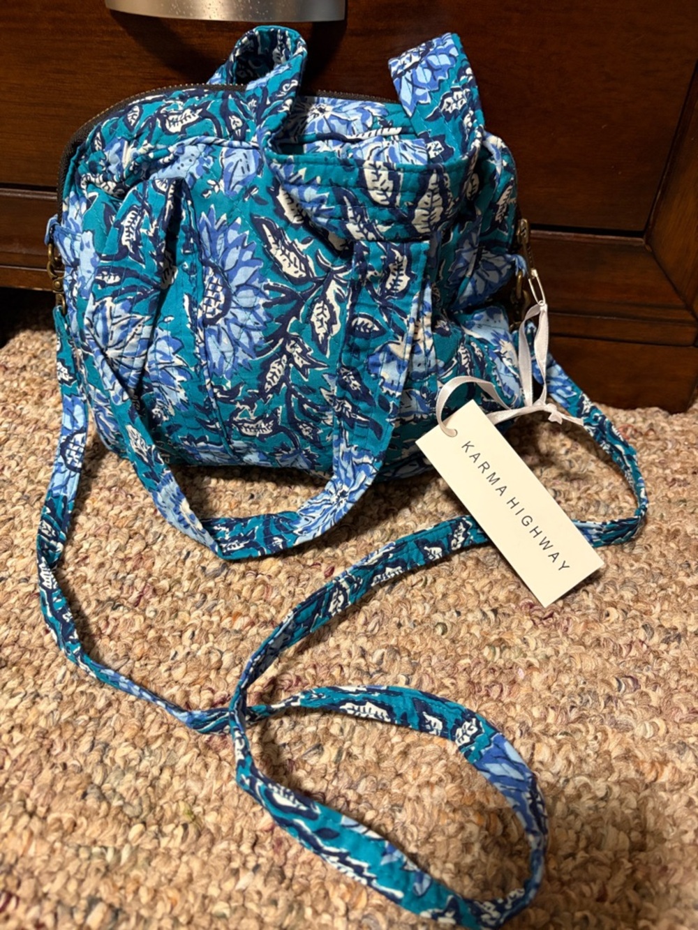 Karma Highway Teal Floral Crossbody Bag